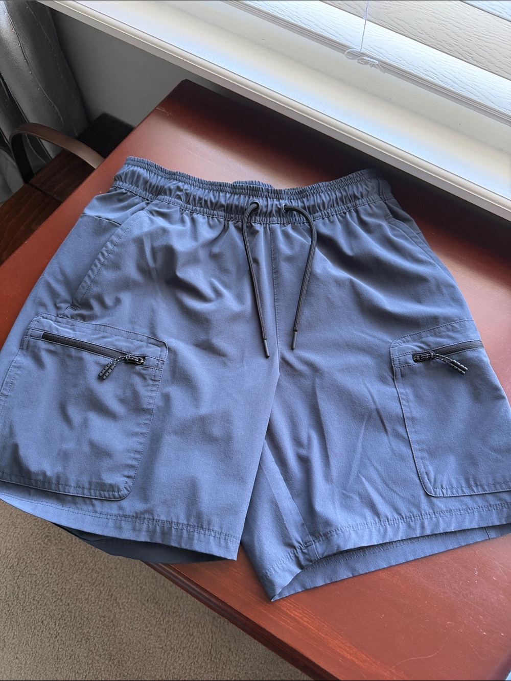 Men's Cargo Drawstring Shorts in Slate Blue